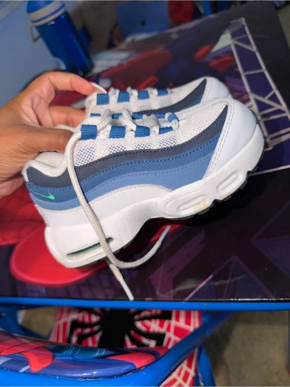 Nike Kids White and Blue Layered Athletic Sneakers